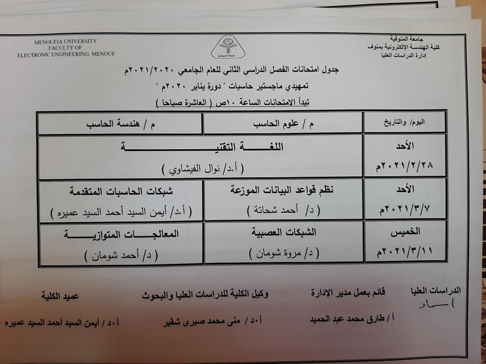 تمهيدي ماجستير حاسبات دورة يناير2020