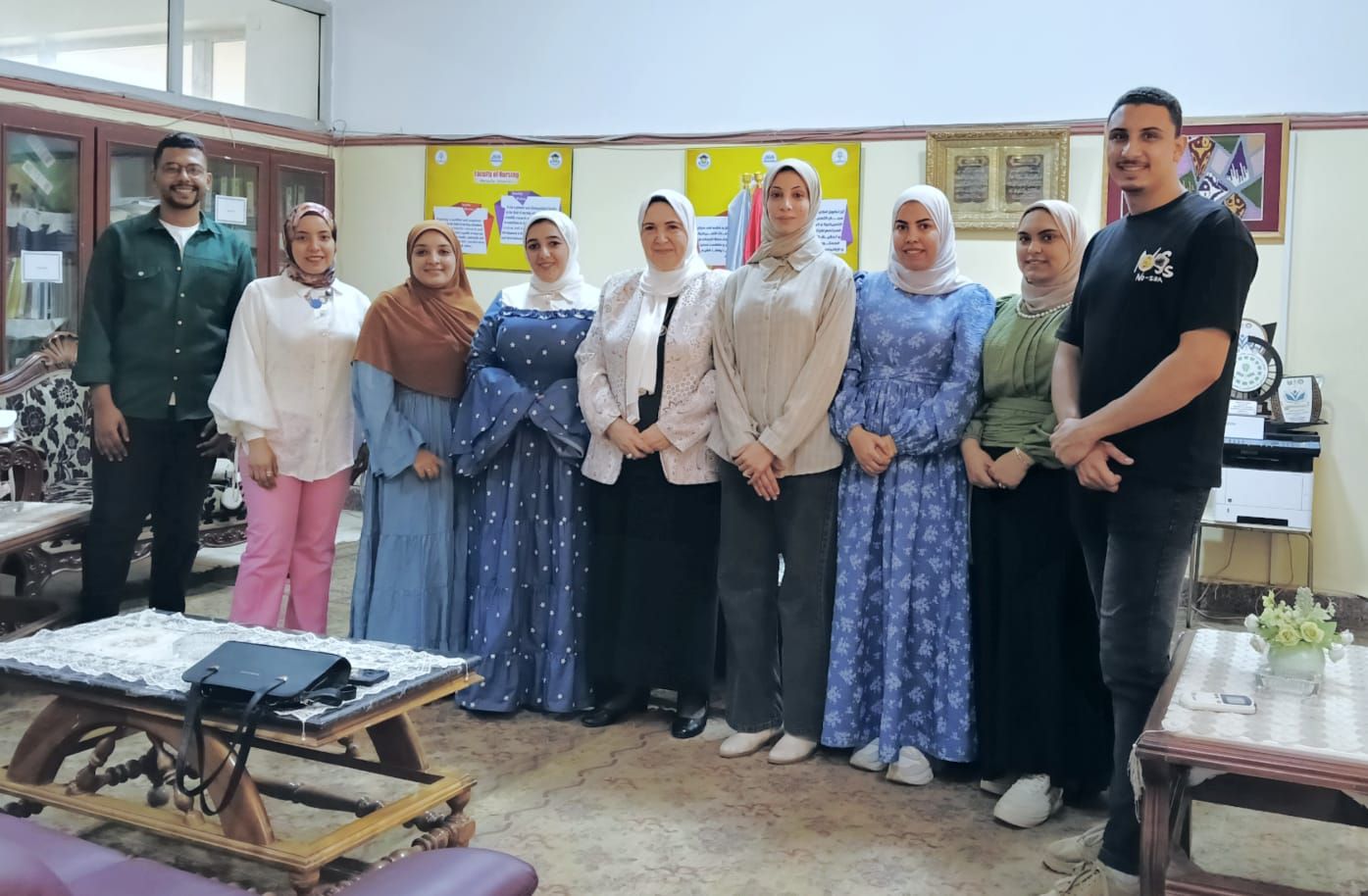 استقبال عميد كلية التمريض جامعة المنوفيه للمرشحين الجدد لشغل وظيفة معيد 