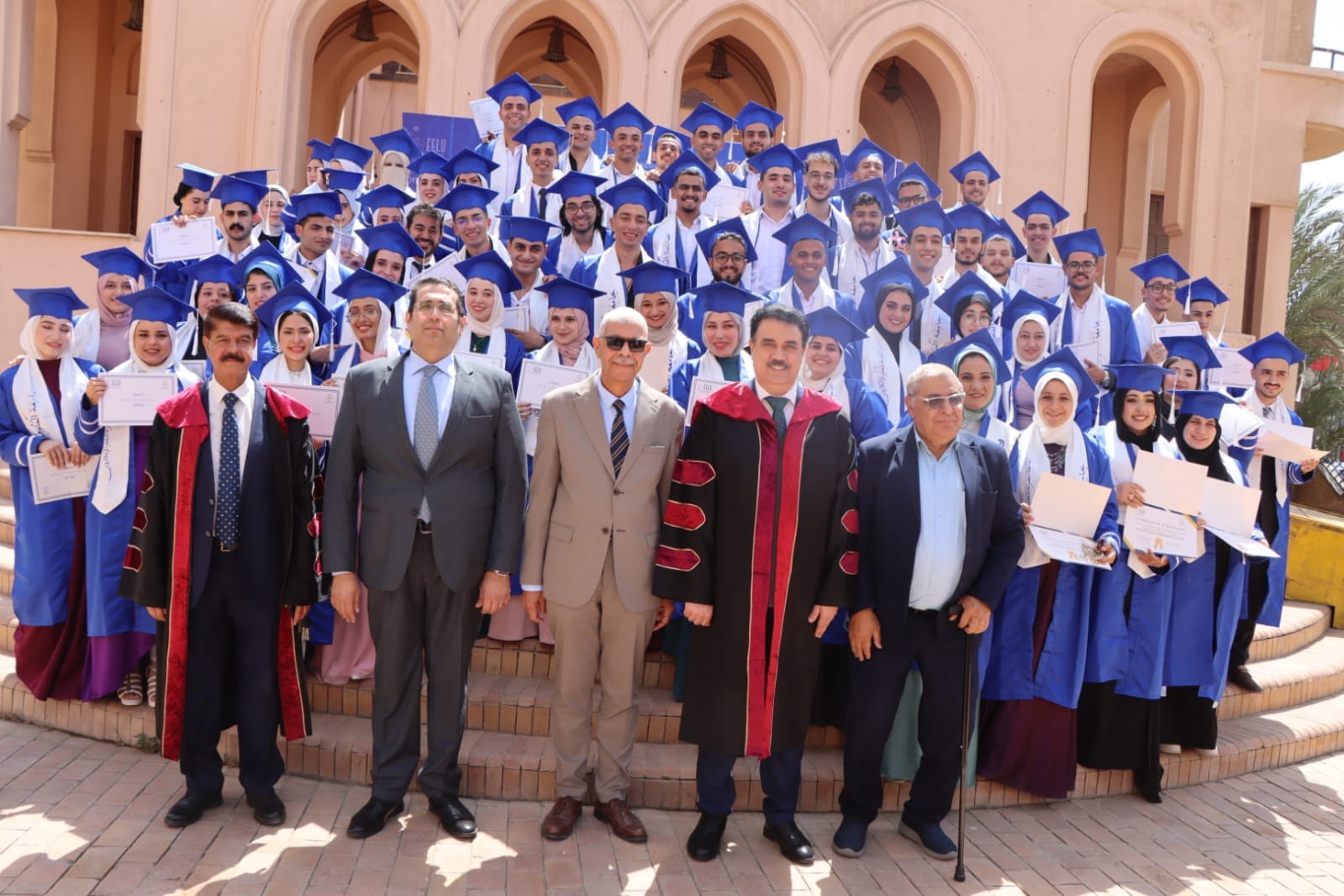 President of Menoufia University witnesses the graduation ceremony of the first batch of joint programs with the Egyptian E-Learning University