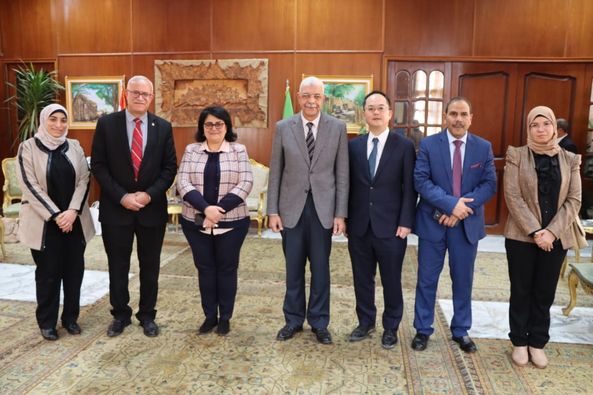 The President of Menoufia University receives the Head of the Department of Neuroscience, Faculty of Medicine, Okayama University