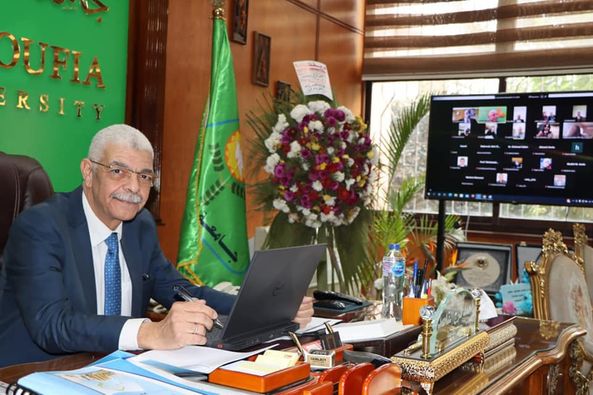 The President of Menoufia University holds the Graduate Studies Council "Online"