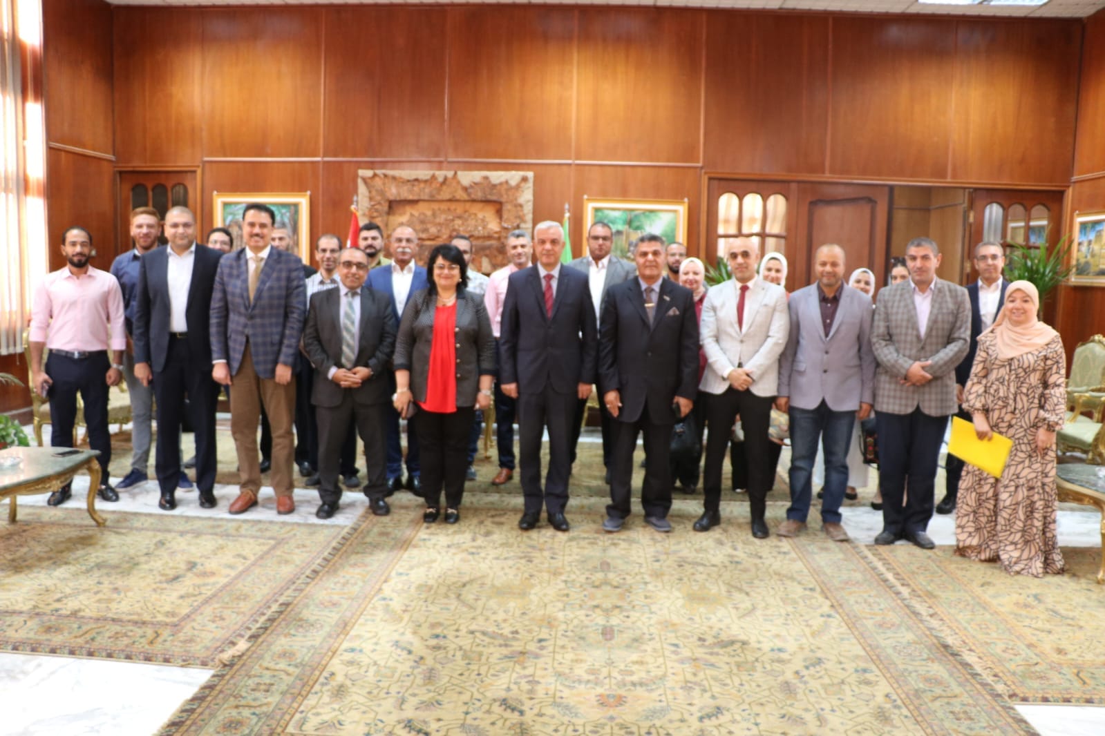 The President of Menoufia University receives a delegation from the top of universities, the Egyptian Knowledge Bank and Thinqi officials