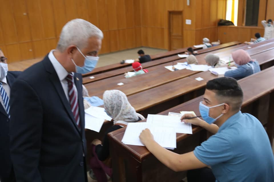 Menoufia University President concludes his tour today by inspecting the tests at Faculty of Mass Communication .