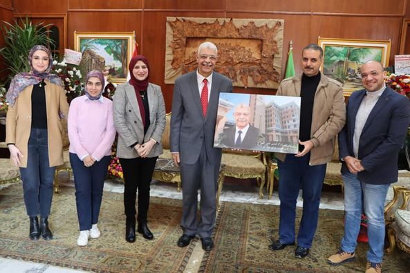 Dr. Ahmed El-Kased, President of Menoufia University, receives well-wishers from the university